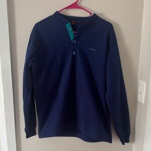 Patagonia Navy Crewneck Henley with Teal Placket